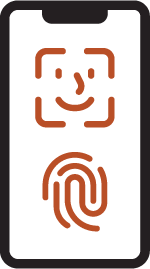 Phone with Touch ID and Face ID icons displayed on the screen.
