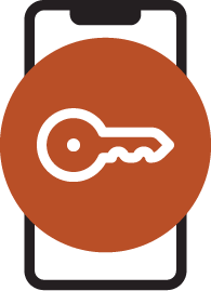 Phone with a key icon displayed on the screen.