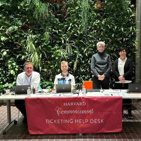 HUIT staff at a Commencement ticketing help desk
