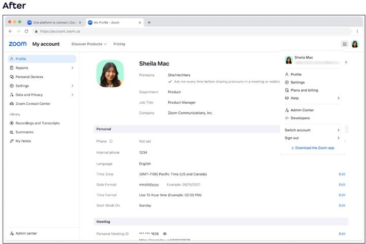 Zoom web experience after