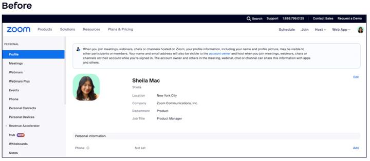 Zoom web experience before