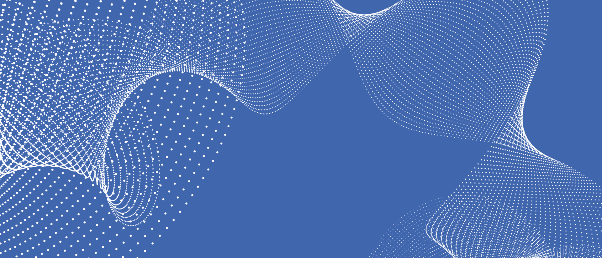 White dots in a geometric pattern on a blue background.